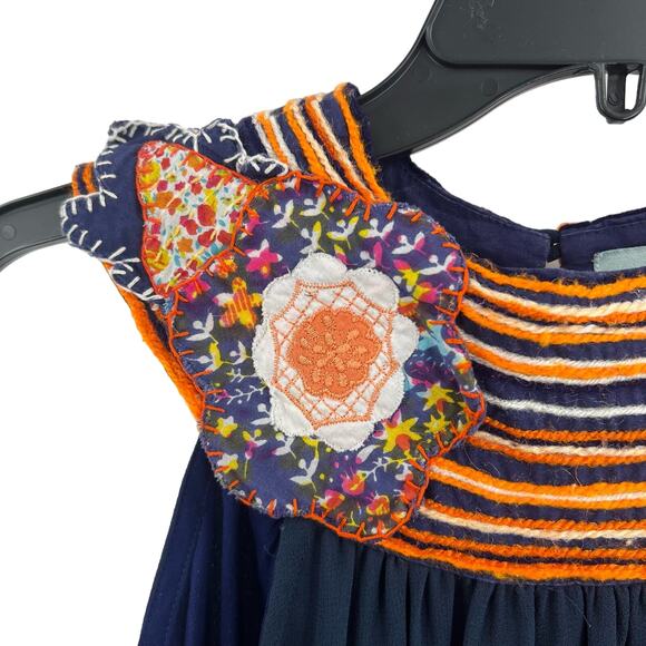 Judith March Blue Chiffon Dress Multicolor Neckline Size Small - Picture 4 of 7